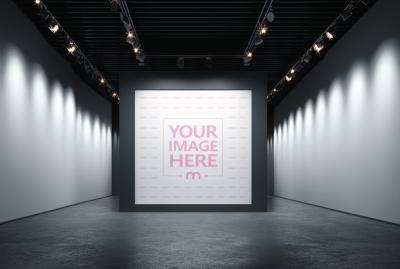 Square Wall Display Mockup for Gallery and Exhibition Ads