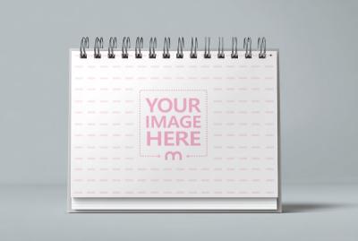 Spiral Notebook Mockup Standing Upright on Neutral Background