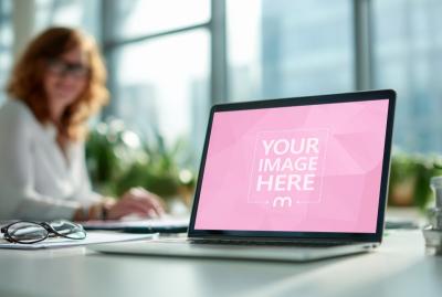 Laptop Screen Mockup Generator on Work desk