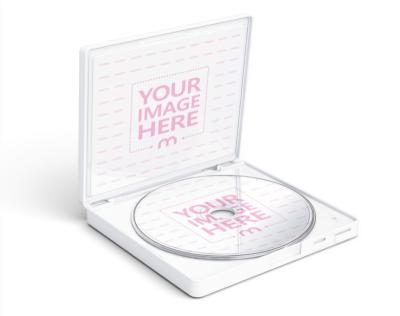 CD Case Mockup with Disc on Isolated White Background