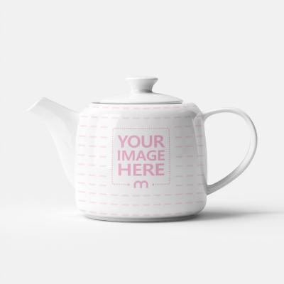 White Teapot Mockup on Clean Surface for Kitchenware Brands