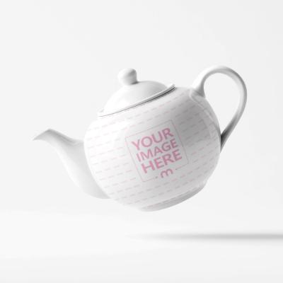 Floating Teapot Mockup on White Background