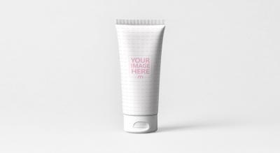 Cosmetic Tube Mockup on Gray Background