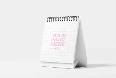 Spiral Desk Calendar Mockup Angled View for Modern Stationery