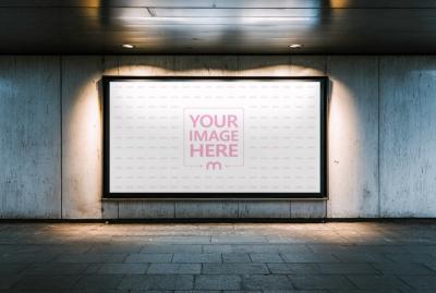 Large Billboard Mockup on Concrete Wall for Subway Advertising