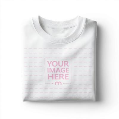 Folded White T-Shirt Mockup on Top View for Apparel Branding