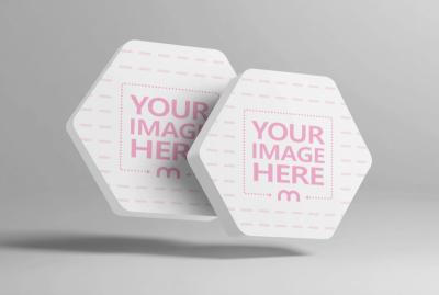 Floating Hexagon Panel Mockup Pair for Logo Showcases
