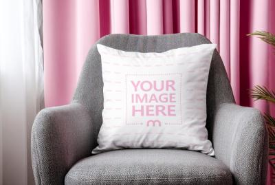 Square Pillow Mockup on Armchair for Stylish Interiors