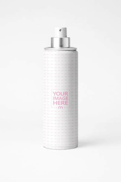 Metallic Spray Can Mockup on Neutral Background
