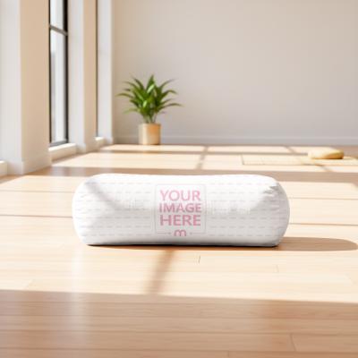Yoga Bolster Mockup on Sunlit Wooden Floor for Wellness Brands