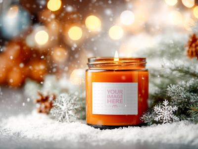 Amber Jar Candle Mockup for Christmas Branding