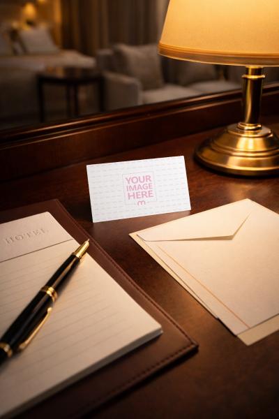 Business Card Mockup on Fine Dining Table for Event Branding