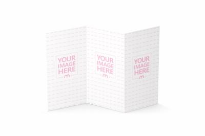 Trifold Brochure Mockup Upright on Isolated Background