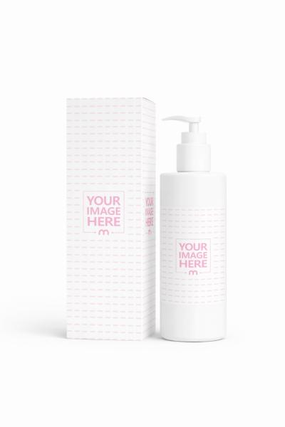 Pump Bottle with Packaging Box Mockup for Skincare Brands