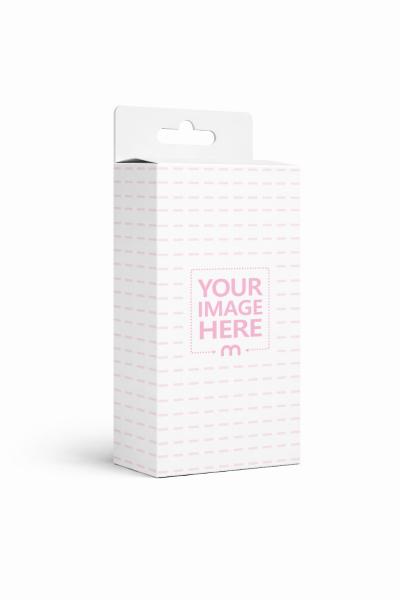 Vertical Hanging Packaging Box Mockup White Background
