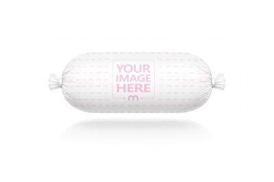 Small Bolster Pillow Mockup Floating on White Background
