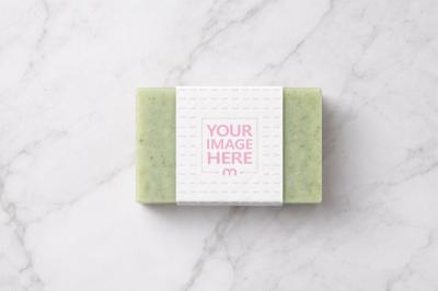 Natural Soap Bar Mockup on Marble Top