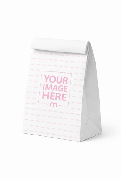 Folded Paper Lunch Bag Mockup for Packaging Branding
