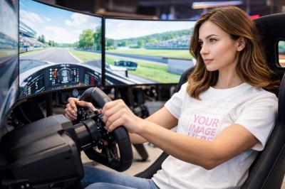 T-Shirt Mockup in Racing Simulator for E-sports Branding