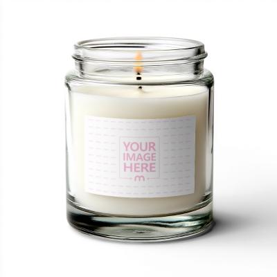 Candle Mockup with Wrap Label on White Background