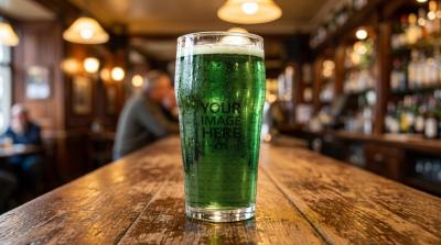 Clear Pint Glass Mockup with Liquid for Pub Branding