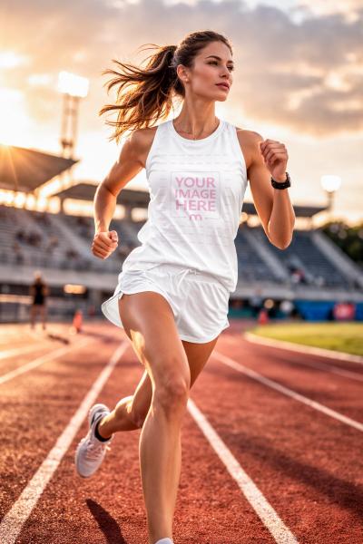Sport Tank Top Mockup on Runner for Fitness Apparel