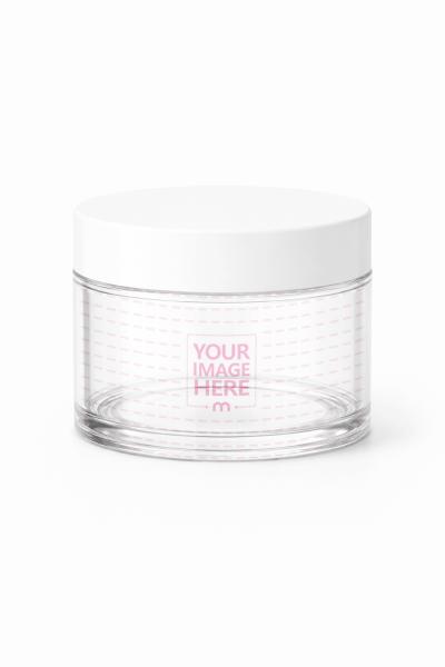 Transparent Glass Cosmetic Jar Mockup with Lid