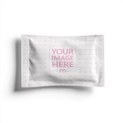 Plastic Sachet Mockup Top View in Isolated Background