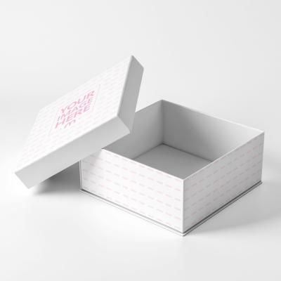 Open Square Gift Box Mockup in Isolated Background