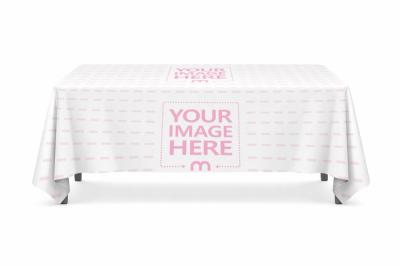 Tablecloth Mockup on Rectangular Table in Minimalist Studio