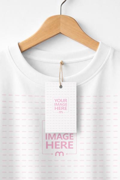 Blank Clothing Tag Mockup on T-Shirt Detail