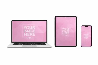 Laptop Tablet and Smartphone Mockup on Neutral Background