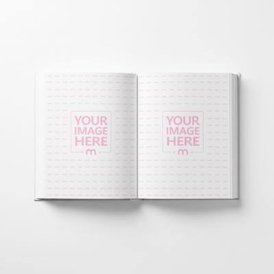 Open Blank Hardcover Book Mockup Top View on Background