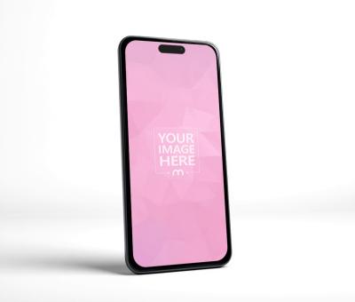 Black Smartphone Screen Mockup in Studio Setting