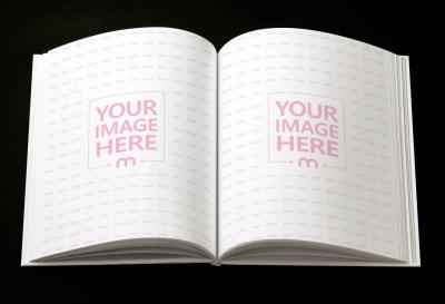 Open Blank Hardcover Book Mockup Overhead View