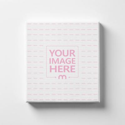 Square Blank Canvas Mockup on Wall with Soft Shadow