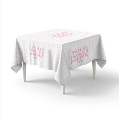 Square Cafe Table Mockup with Cloth in Studio