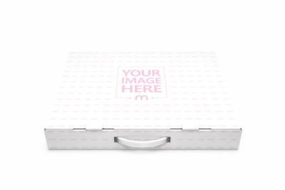 Front View Closed Laptop Box Mockup on Neutral Background