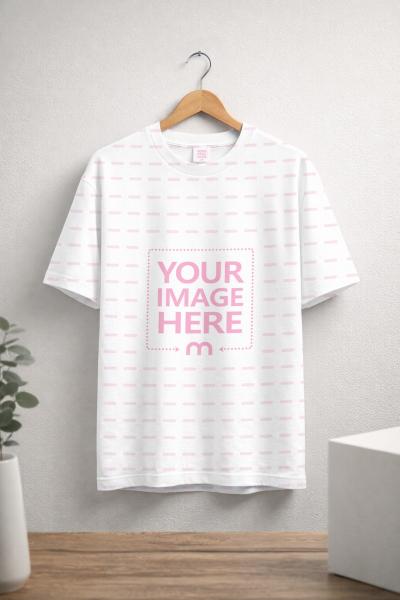 Premium White Hanging T-Shirt Mockup in Minimal Studio