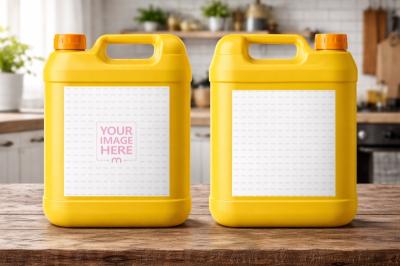 Yellow Cooking Oil Jerrican Mockup Front and Back