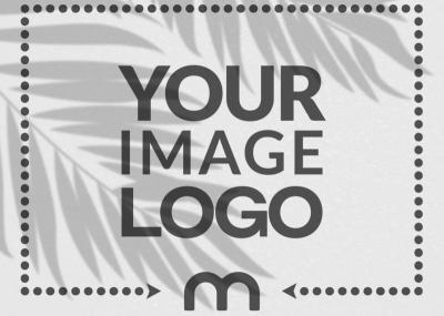 Full Size Logo Mockup on White Wall with Leaf Shadows