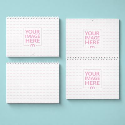 8x11 Wall Calendar Mockup Set on Customisable Background