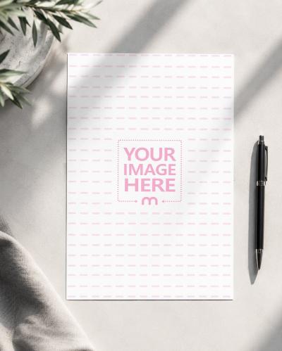 Minimal Blank White Paper Mockup with Pen
