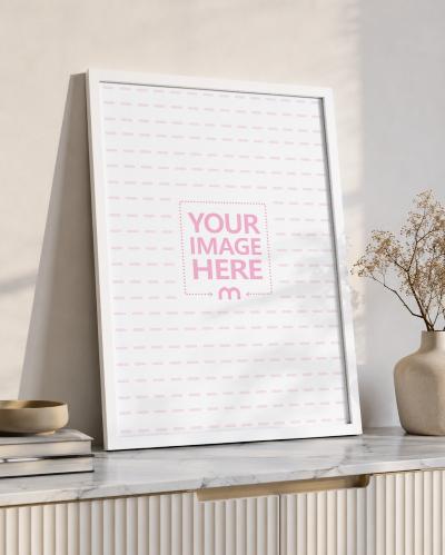 Picture Frame Mockup on Marble Console