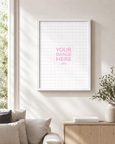 Picture Frame Mockup in Minimal Living Room
