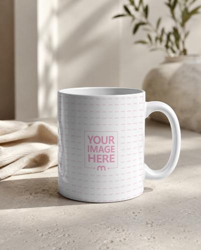 White Ceramic Mug Mockup with Soft Natural Shadows
