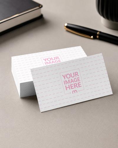 Stacked Business Card Mockup on Modern Desk