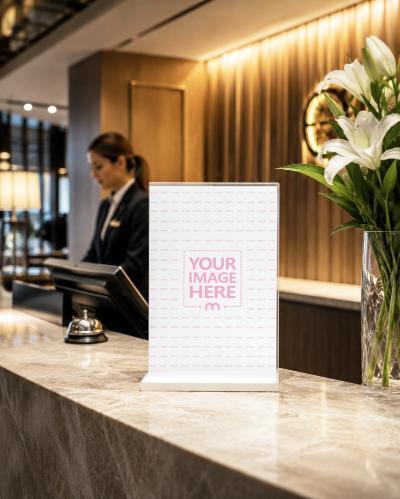 Hotel Reception Sign Mockup PSD
