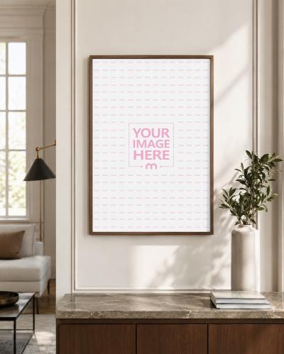 Vertical Poster Frame Mockup in Elegant Modern Interior