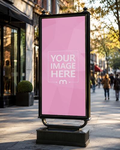 Street Advertising Display Mockup with Customizable Poster